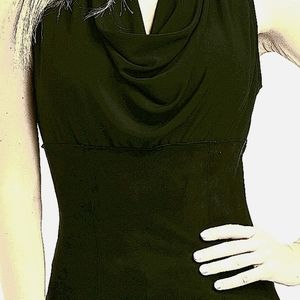 NWT Black $212 Drew Faux Suede Drape Cowl Neck Sleeveless Top